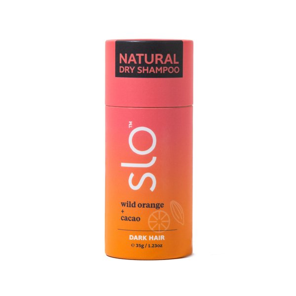 Slo | Natural Dry Shampoo Powder For Dark Hair - All Natural Ingredients, Vegan & Cruelty Free, Talc-Free Blend, Paper Packaging | Wild Orange + Cacao, 1.23oz