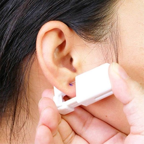4 Pack Self Ear Piercing Gun, Disposable Self Ear Piercing Gun Kit with Earring Studs Safety Ear Piercing Gun Kit Tool (Silver)