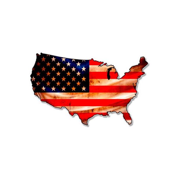 USA Shape American Flag Vintage - 12" Vinyl Sticker Waterproof Decal