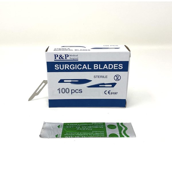 Disposable Surgical Scalpel Blades Sterile High Grade Carbon Steel 2.1% 10xx Individually Foil Wrapped by P&P MEDICAL SURGICAL Size 15 Box of 100