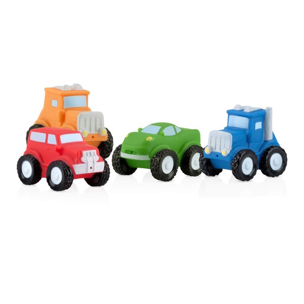 Nuby Squirt Wheels Baby Bath Toys - BPA Free Baby Essentials - 4-Count