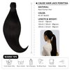 Caliee Clip on Ponytail Hair Extension 100% Remy Human Hair Color 1 Jet Black Wrap Around Ponytail Virgin Long Straight Pony Tail Hairpiece with Magic Paste 22Inch 90G
