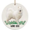 Funny Personalized Name Samoyed Cream Gifts 2025 Christmas Tree Ornaments Circle Ceramic