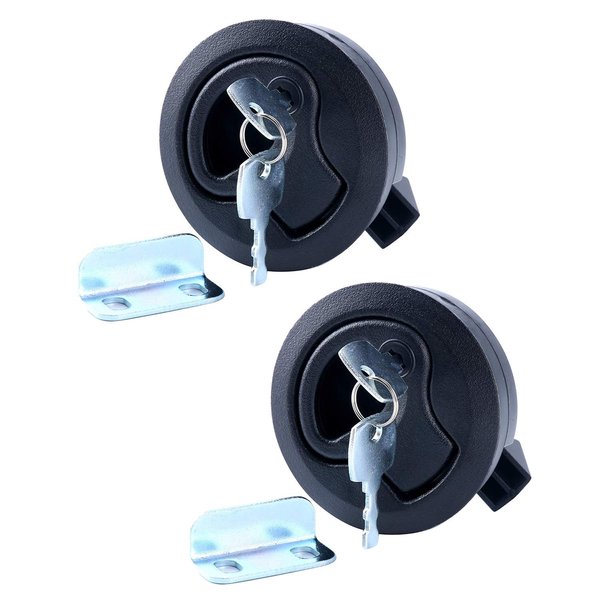 Amarine Made 2" Flush Pull Slam Latch for Boat Deck Hatch Latch 1/4" Door Locking Style-Black for Boat Compartment (2-Pack)