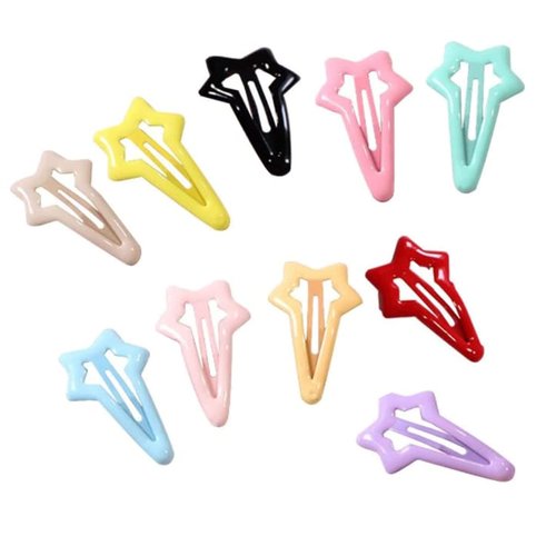 Duehut HLLMX 10 PCS Colorful Stars Duckbill Clip Hair Clip Non-slip Toddlers Colorful Cute Lovely Metal Hair Barrettes Hair Accessories for Kids Teens Women (Random Color)