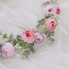 Floral Fall Artificial Baby Breath Flower Halo Wedding Crown Lilac Bridal Headpiece Greenery Crown HC-24 (F-pink)
