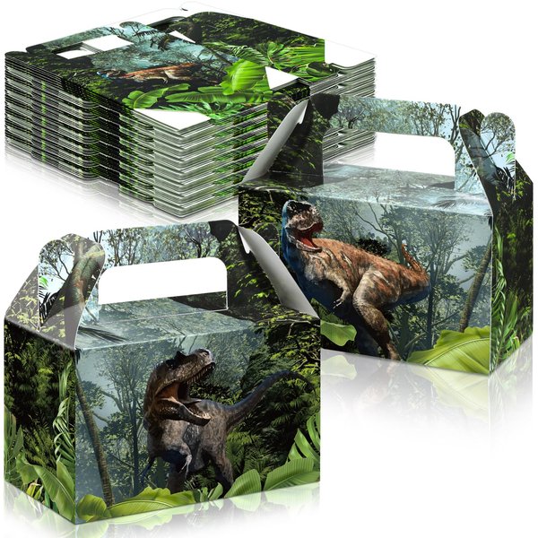 Dinosaur Treat Boxes Dinosaur Party Favor Boxes Dinosaur Theme Party Decorations Candy Boxes Goodie Gift Boxes for Kids Boys Girl Dino Birthday Presents Decorations Supplies, Medium Size (12 Pieces)