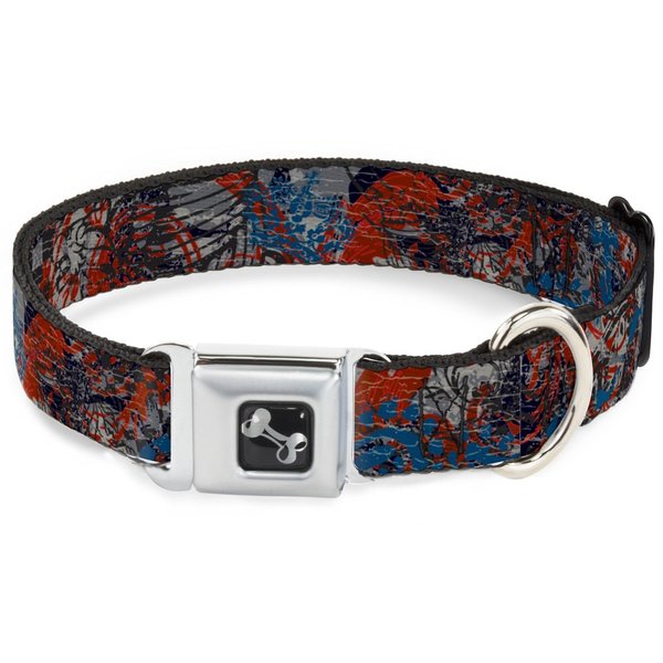 Dog Collar Seatbelt Buckle Gothic 4 16 to 23 Inches 1.5 Inch Wide