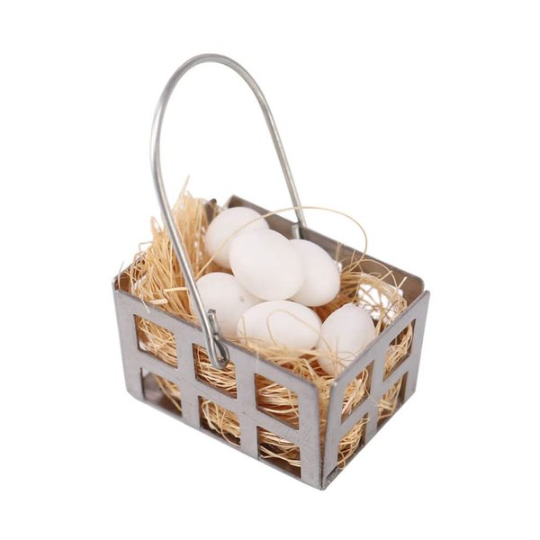Kisangel 1 Set Mini Eggs Basket Miniature Dollhouse Food 1: 12 Scale Dollhouse Accessories Fairy Garden Accessories Micro Landscape Ornaments