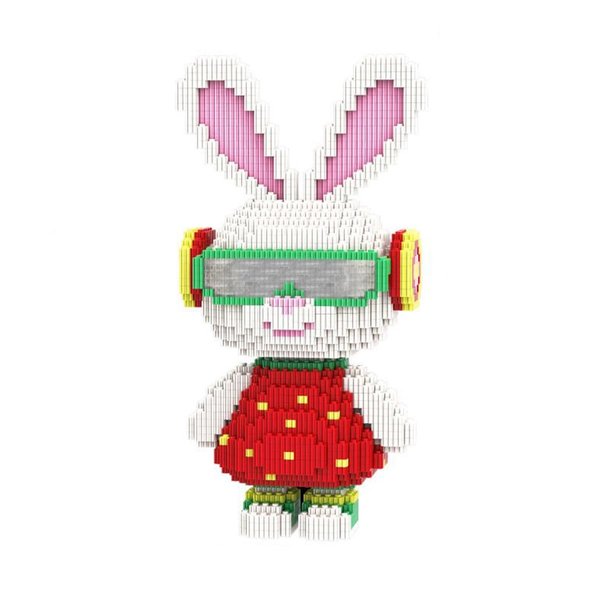 HONLANCH Animal Strawberry Rabbit Micro Building Blocks Set（2000PCS 28cm High Series） Gift for Adults and Kids