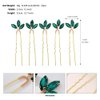 5PCS Green Wedding Hair Pins for Bride Crystal Bridal U Hair Pins for Party Women Rhinestone Hairpins (Green)
