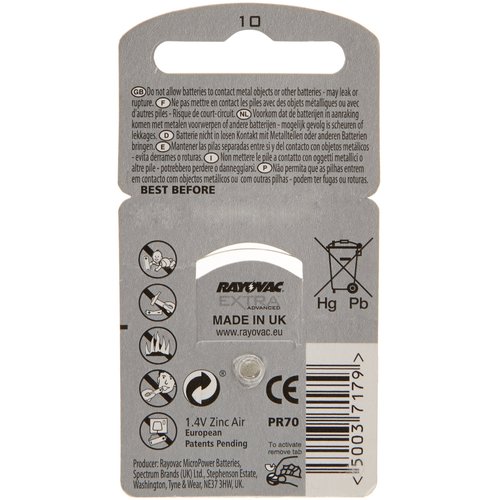 Rayovac Extra Advanced Hearing Aid Batteries Size 10 (60 Batteries)
