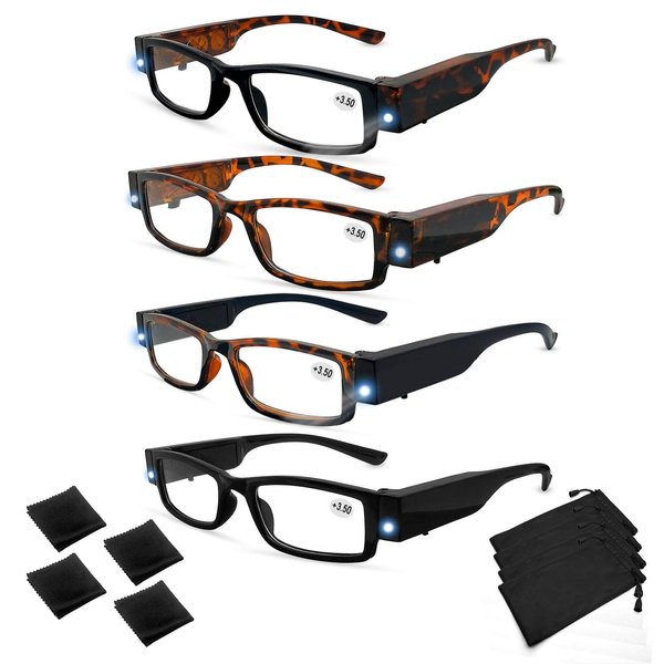DuanMei Reading Glasses with Lights in the Frame Bright Led Readers Magnifying Glasses