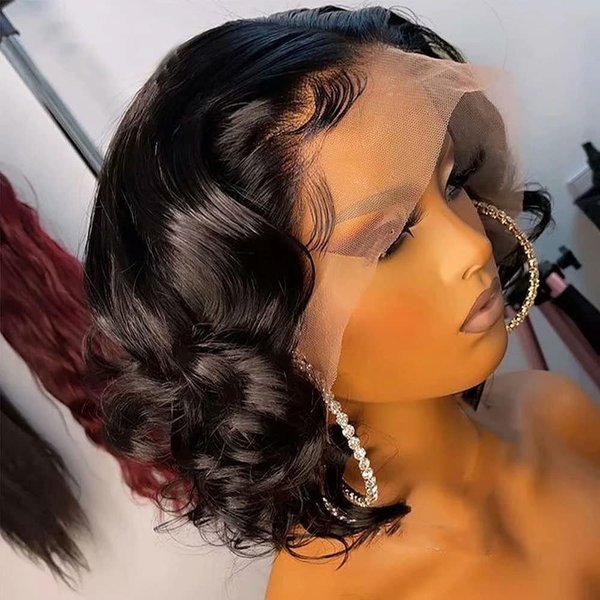 ten chopsticks Wigs Short Wig Human Hair 13x4 Lace Front Human Hair Wigs For Black Women HD Transparent Loose Deep Wave Short Bob Wig Brazilian Bob Human Hair Wig 150 Density 10inch