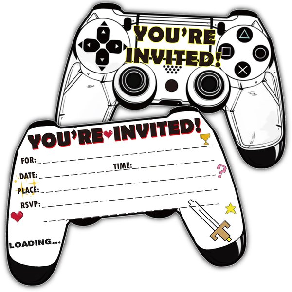 Feyerr Game Lover Party Invitations with Envelopes Video Game Party for Kids Boys Girls Game Lovers Birthday Party
