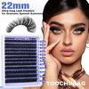 TOOCHUNAG Lash Extension Kit 12-22mm Fluffy Eyelash Extension Kit 100D Thick Volume Lash Clusters Kit D Curl Wispy Cluster Lashes Individual with Lash Bond and Seal and Tweezers