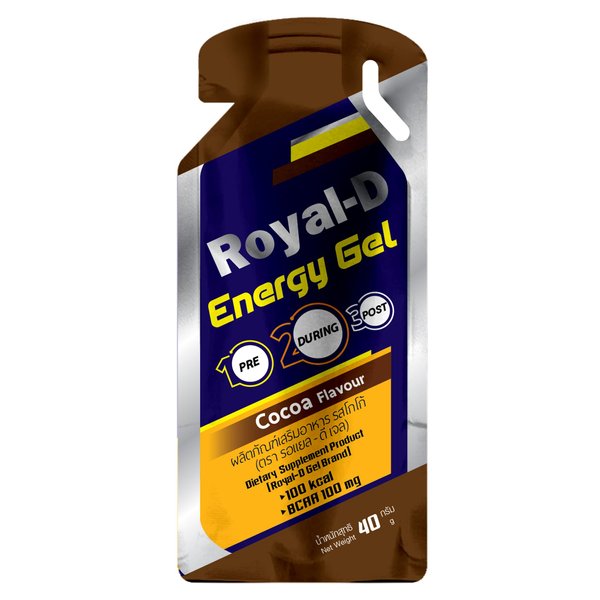 Royal-D Energy Gel with BCAAs – Cocoa Flavor | Endurance Fuel for Runners, Cyclists, and Fitness | Fast Energy, Easy to Digest | 100 kcal, 1.4 Oz Packet, 20 Count