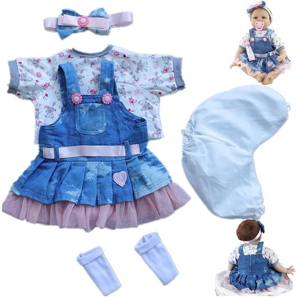 Reborn Baby Clothes Reborn Dolls Clothes for 17-22 Inch Newborn Baby Doll Girl, Baby Doll Clothes Outfit Accessories fit 17-22 Inch Reborn Baby Doll Girl【Giraffe Pattern 5pcs Set】