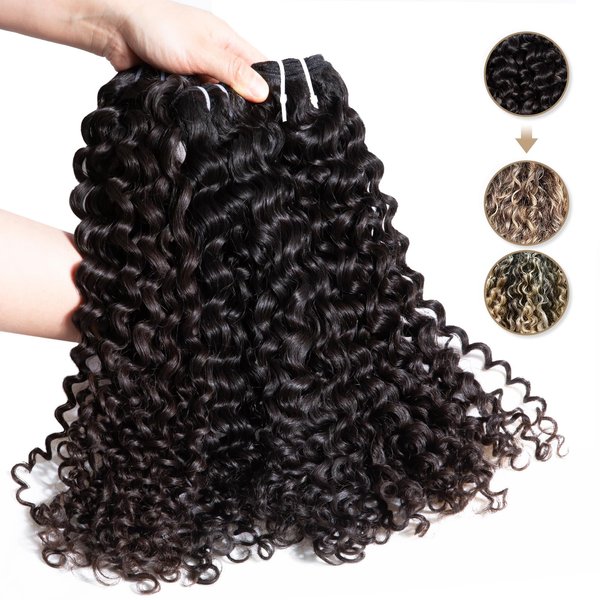 Last 5 Years Raw Curly Bundles Human Hair, Lift 613 Short Deep Curly Weave Bundles Human Hair, Salon One Donor Raw Virgin Tight Curly 10 12 14 Inches 3 Bundles Natural Color Sew in Weft by Clytie