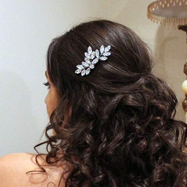 PTORIZNY Wedding Rhinestone Hair Comb Crystal Bride Hair Combs Silver Bridal Side Hair Combs Wedding Bride Hairpiece Hair Accessories for Women (Silver)