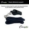 Champion Sports Plastic Whistle with Lanyard - 12 Pack