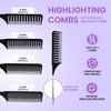 Highlighting Combs - Set of 4 Black Highlight Combs - Foiling Combs for Highlighting - Pin Tail Comb for Precise Sectioning - Weaving Combs for Highlighting - Salon Combs Pack