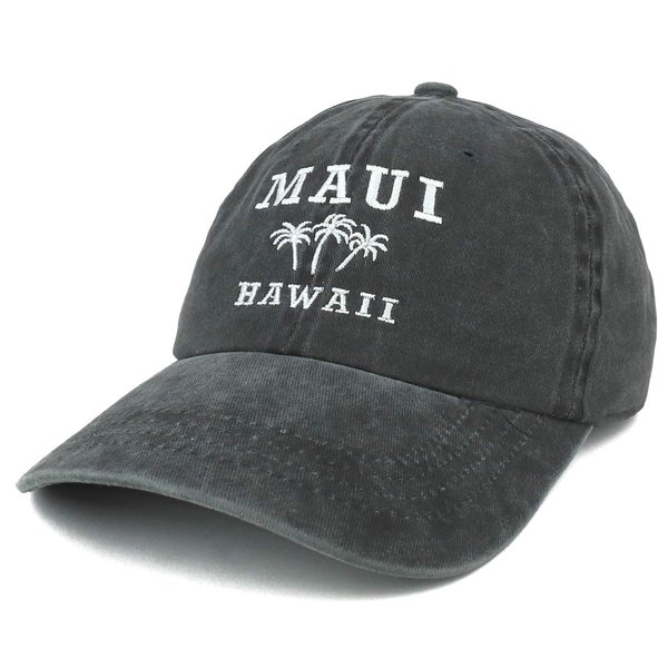 Trendy Apparel Shop Maui Hawaii with Palm Tree Embroidered Unstructured Baseball Cap - CHARCOAL