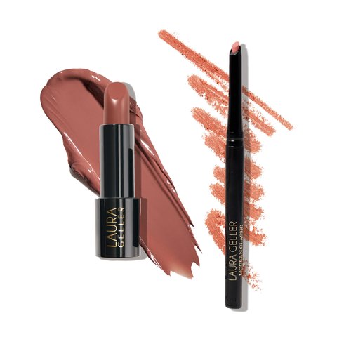 LAURA GELLER NEW YORK Modern Classic Duo - Lipstick + Lip Liner - Ultra-Rich Color - Luxurious and Lightweight - Cream Finish (03 Novel Neutral Lipstick + Nice Neutral Lip Liner)