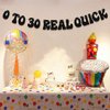 0 to 30 Real Quick Banner, 30th Birthday Decorations, Cheers to 30 Years Decor, Funny Thirty Birthday Party Supplies Black Glitter