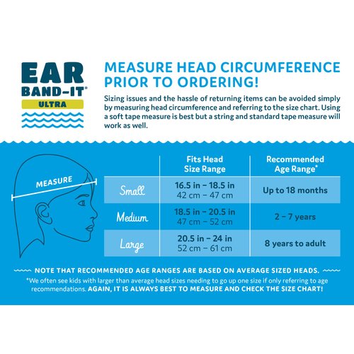 EAR BAND-IT Ultra Swimming Headband - Best Swimmer's Headband - Keep Water Out, Hold Earplugs in - Doctor Recommended - Secure Ear Plugs - Invented by ENT Physician - Medium (See Size Chart)