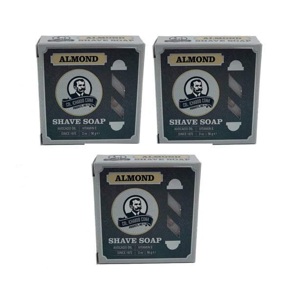 Col. Conk World's Famous Shaving Soap, Almond 3 - Pack Each Net Weight 2.25 Oz by Colonel Conk