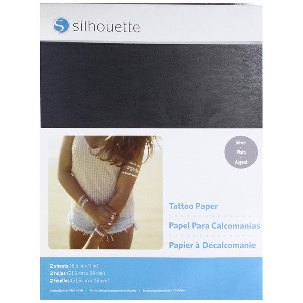 Silhouette America Silver Silhouette 8.5"X11" Temporary Tattoo Paper 2/Pkg