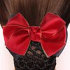 Minkissy 2Pcs Bowknot Hair Snoods Hair Bun Cover Hair Clip Net Snood Hairnet Tuck Net Occupational Hair Fixator for Dancing Class Work Daily (Red)