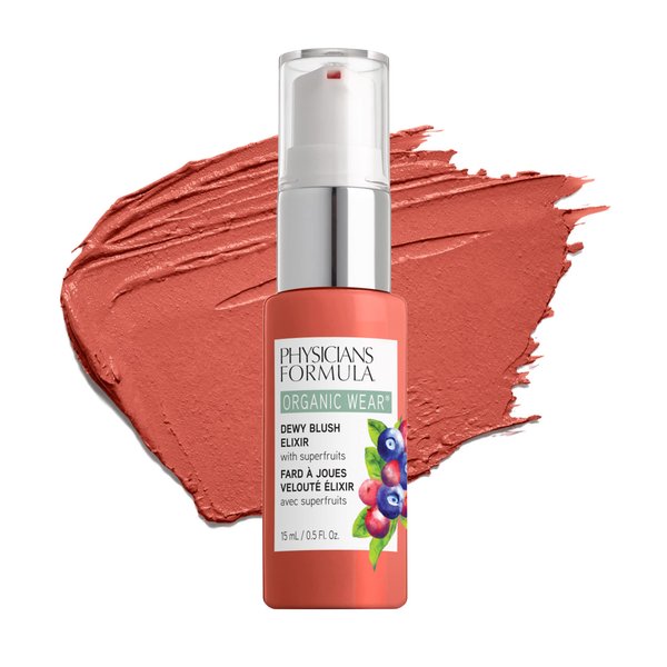 Physicians Formula Organic Wear All Natural Dewy Blush Cream Elixir Apricot Glow, Dermatologist Tested