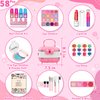 Hollyhi 58 Pcs Kids Makeup Kit for Girl, Princess Toys Real Washable Cosmetic Set with Mirror, Kids Makeup Sets for Girls, Play Make Up Birthday Gifts for 3 4 5 6 7 8 9 10 11 12 Years Old Kid (Pink)