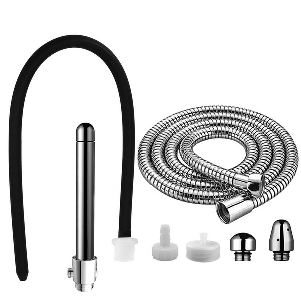 Shower Douche Enema Kit , Colon Nozzle Cleaner System with 59 inch Shower Hose , Shower Shut Off Valve and 4 Heads for Men Women Cleaning