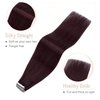 SEGO Tape in Hair Extensions Human Hair 16 Inch 50g 20pcs Natural Straight 100% Remy Rooted Seamless Skin Weft Invisible Double Sided Tape Hair for Women-Wine Red