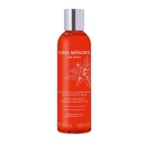 Cinq Mondes Uplifting Neroli and Orange Phyto Aromatic Bath and Shower Oil- 6.8oz. Dual-Purpose Aromatherapy Bath Oil Or Shower Oil - with Mood Improving Natural Oils
