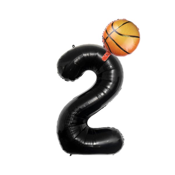Basketball Themed 2nd Birthday Party Balloons，40inch Black Number Balloon 2，Basketball Balloons 2nd Birthday，2nd Birthday Basketball Theme Party Supplies (Black Basketball Number Balloon 2)