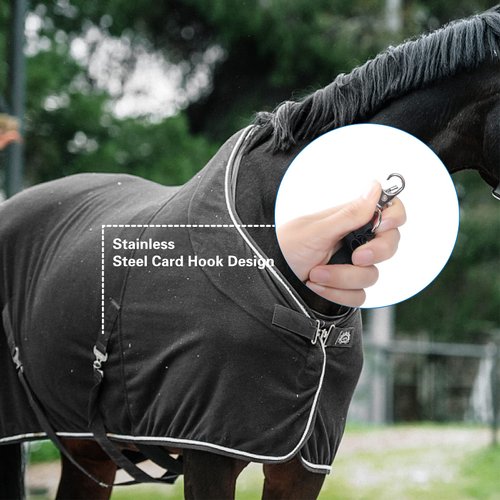 Tugaizi Pack of 4 Horse Blanket Sheet Leg Straps Adjustable Elastic Leg Straps for Horse Blanket with Metal Double Swivel Snaps Stretchy Horse Leg Belly Replacement Straps for Winter, Black