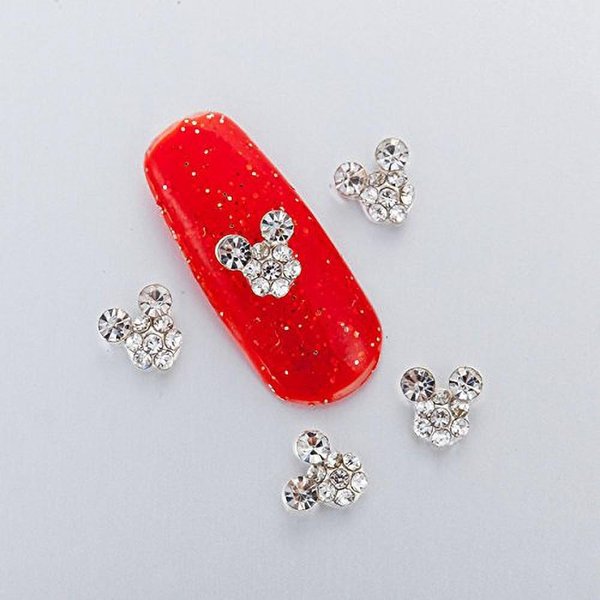 20PCS Kawaii Charms Jewelry Rhinestone Cute Nail Charms 3D Mouse Alloy Rhinestones DIY Manicure Jewelry Crystal Charms for Nails Art Accessories, 2 Sizes