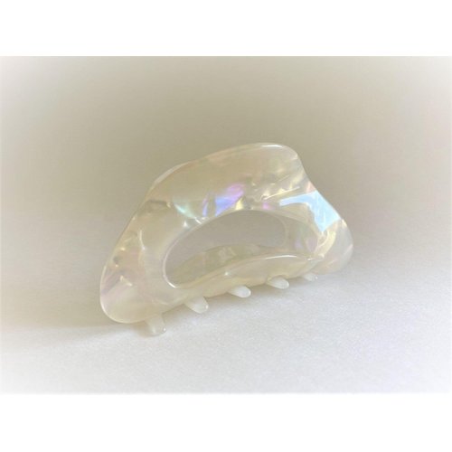Generic Pearly white iridescent marbled design arch hair claw clip