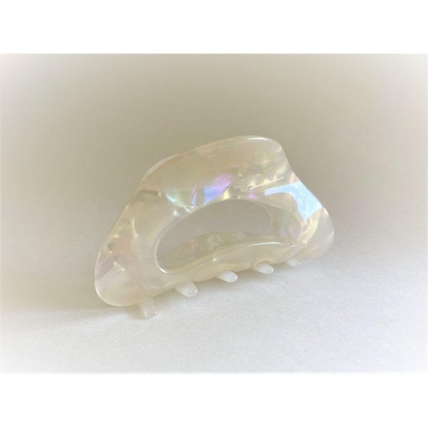 Generic Pearly white iridescent marbled design arch hair claw clip