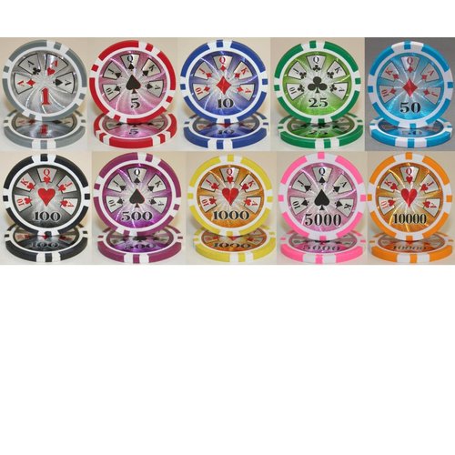 High Roller Laser 1000 14gm Clay Bulk Poker Chips - Choose