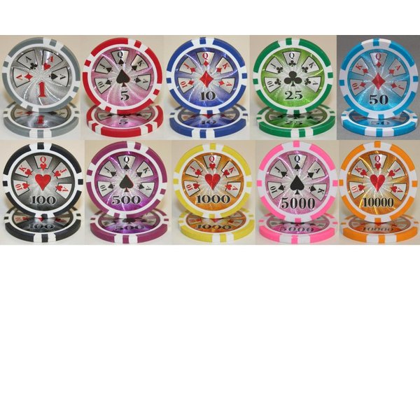 High Roller Laser 1000 14gm Clay Bulk Poker Chips - Choose