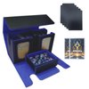 Alinwu MTG Commander Card Storage Box - Fits 200 Double Sleeved Cards,3-in-1Card Deck Case,Strong Magnet Card Organizer For Magic Commander TCG CCG,4Dividers &2 Toploaders(Black&Blue)