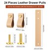 24 Pieces PVC Leather Drawer Pulls Handmade PVC Leather Cabinet Pulls Cabinet Furniture Knobs Pull Handle Wardrobe Door Handle Pulls Knob for Dresser Drawers Cabinet (Light Brown)