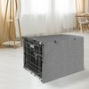 Seiyierr Dog Crate Cover - Kennel Cover Fit for 24 Inch Dog Crate, Double Door Polyester Crate Cover for Wire Dog Crate Indoor Outdoor Protection, Grey