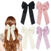 4 Pack Hair Bows Hair Clips Satin Bows for Hair, Pink Hair Ribbon Clips Hair Accessories for Girls and Women(4 Colors)