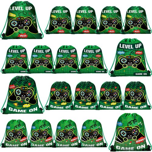 16 Pieces Video Game Drawstring Bags Video Game Party Favors 12 x 10 Inch Game Birthday Supplies Game on Theme Gifts Bags for Boys Kids Birthday Party Decoration(Creative)